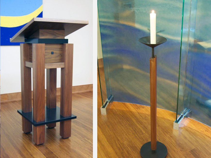 Custom modern furniture design by Chris Kepes, ambo and candlestick