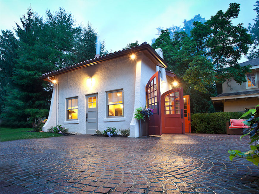 Historic carriage house remodeled into entertainment kitchen